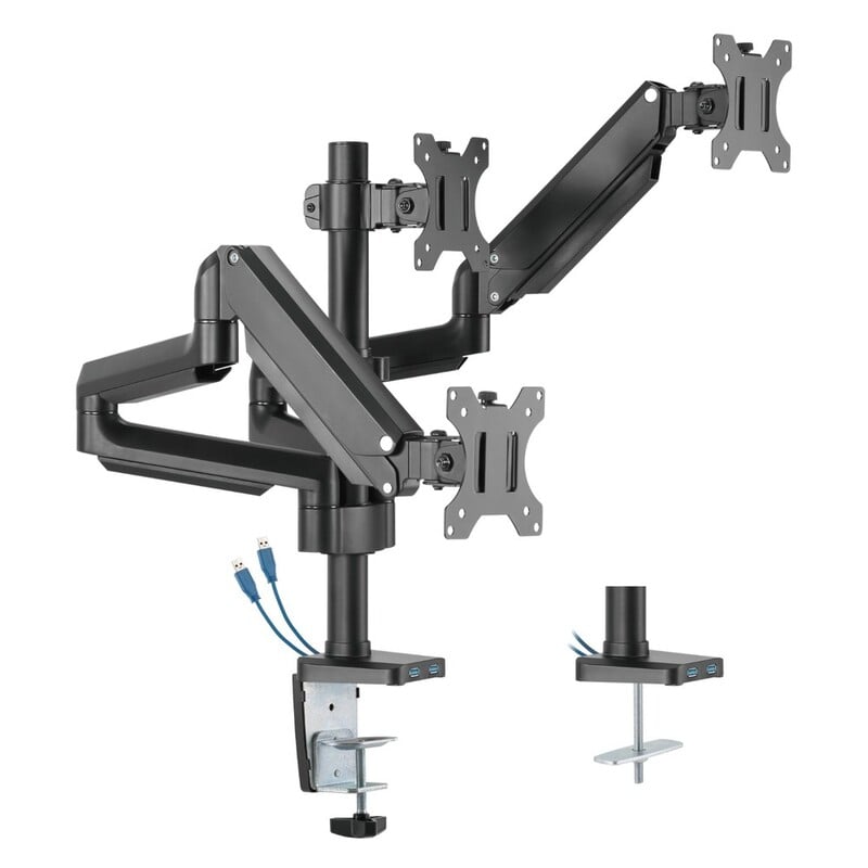 ذراع مراقبة Twisted Minds Premium Triple Monitors مثبتة على عمود من الألومنيوم مع منافذ USB ذراع مراقبة Twisted Minds Premium Triple Monitors مثبتة على عمود من الألومنيوم مع منافذ USB